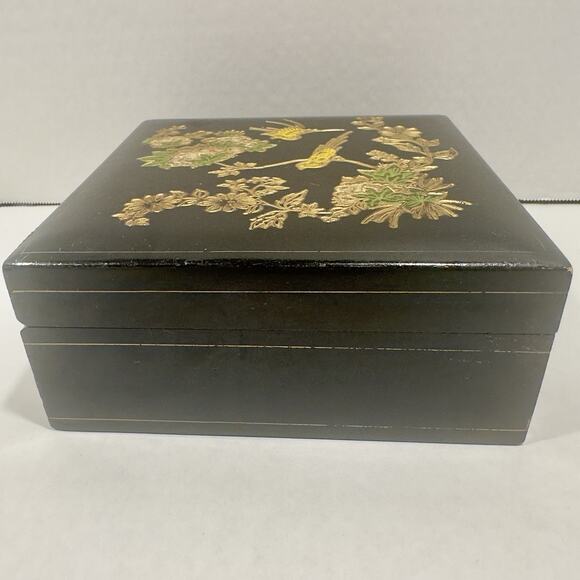 Vintage Florentine Wood Box, Made in Italy, Hand Painted, Black Square Numbered - Picture 6 of 14